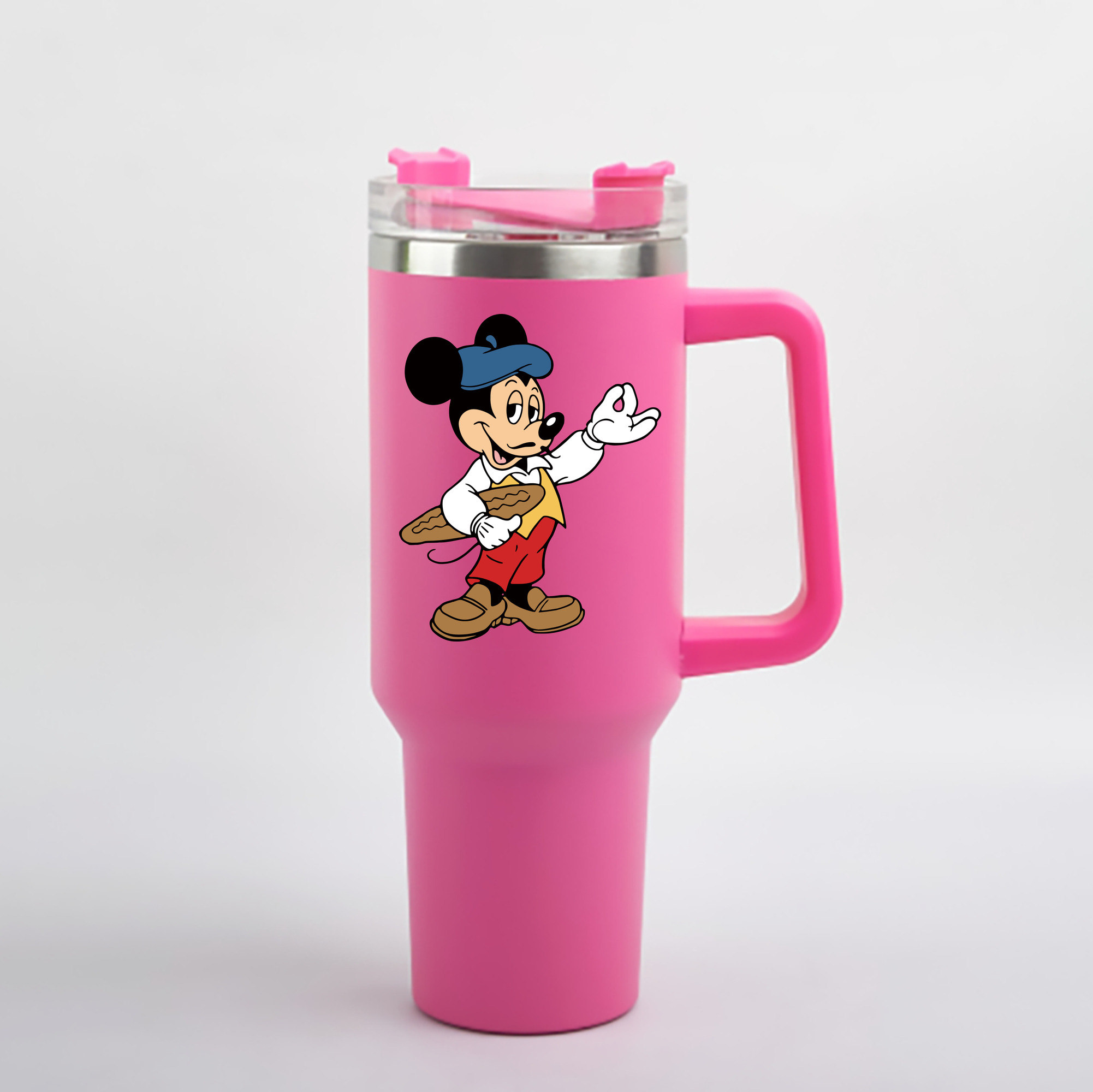 （画像用） ミッキーマウス Mickey Mouse 1200mL車用タンブラー - クリスタルステッカー（プラスチックストロー付き）